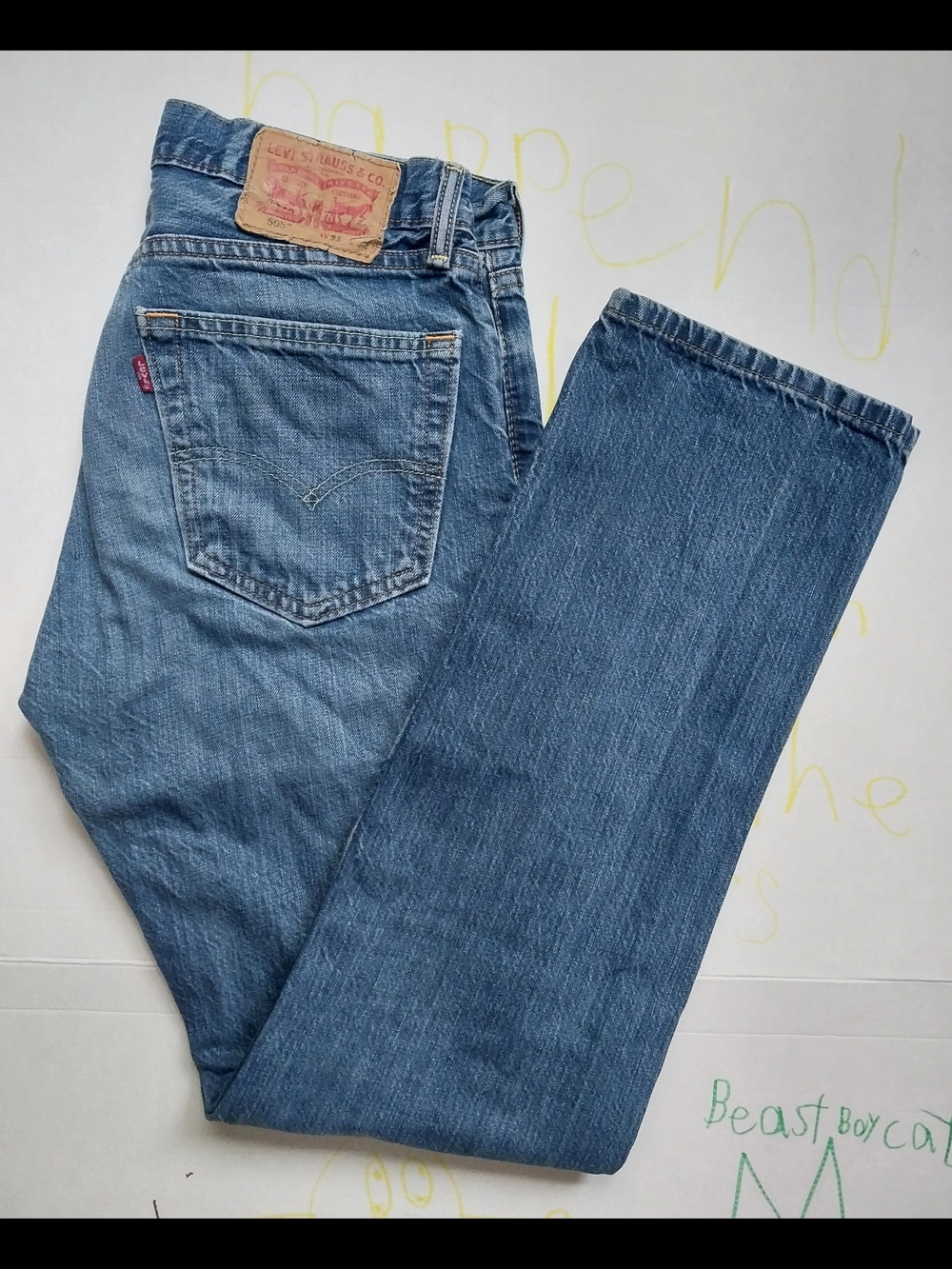 Levi's Men's 505 Straight Jeans in Classic Blue Denim, size 31/32